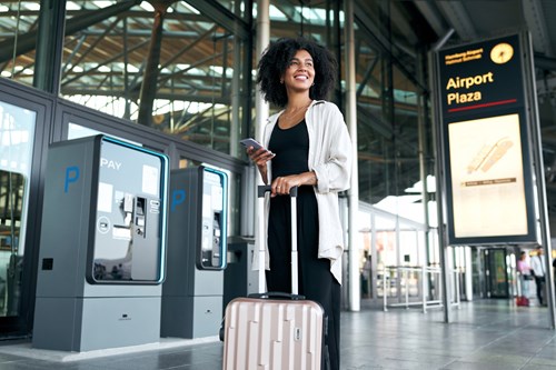 Woman with a suitcase on the airport