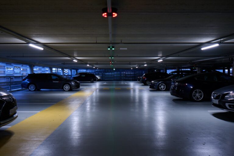 The parking facility offers short-term and long-term parking for more than 2400 vehicles including spaces for EV-charging, bicycle, motorcycles, and disabled parking spaces